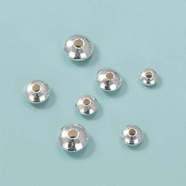 Sterling Silver Saucer Beads 3-7mm Loose Bead silver plump beads, sterling silver saucer spacer