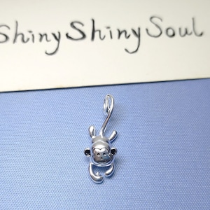 925 Sterling Silver Monkey Charm Frosting Monkey Pendant Monkey Jewelry Silver Charm
