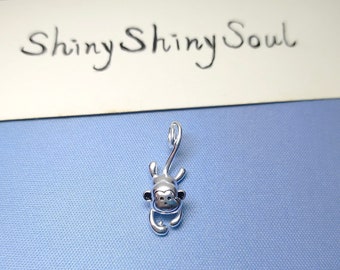 925 Sterling Silver Monkey Charm Frosting Monkey Pendant Monkey Jewelry Silver Charm