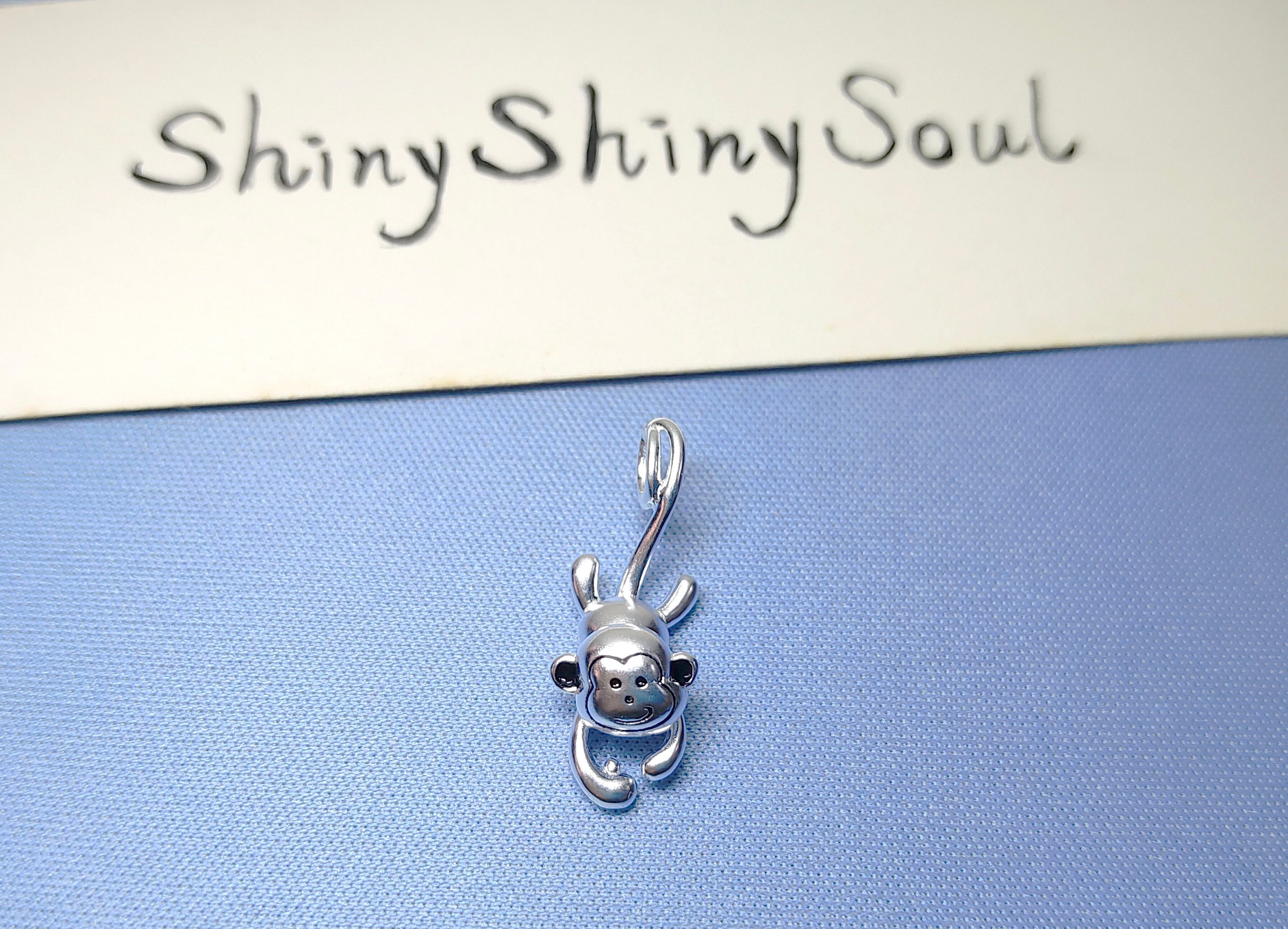 925 Sterling Silver Monkey Charm Frosting Monkey Pendant Monkey Jewelry Silver Charm
