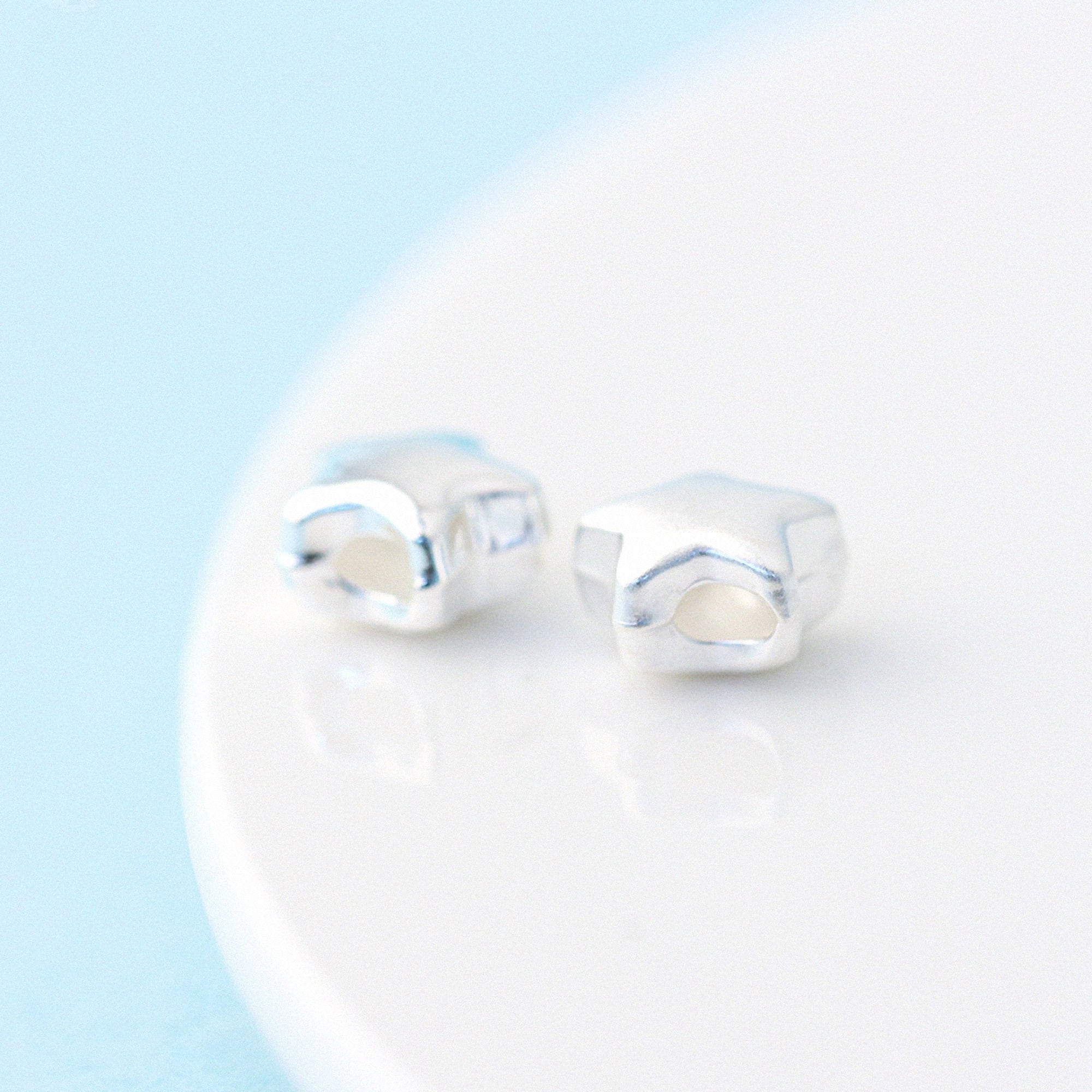 4/10pcs Sterling Silver Bead Star Bead Glossy / Scrub Star Etsy