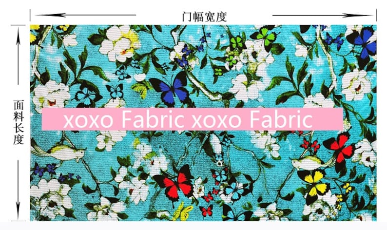 butterfly in sky blue fashion design silk fabric supplies Stretch Silk Satin Fabric
