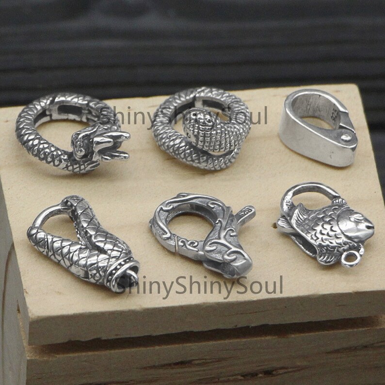 Bracelet Clasp Big Clasp Necklace Clasp Lobster Clasps Dragon Fish Snake Skull Flower Sterling Silver Clasp Animal Clasp Large Clasp