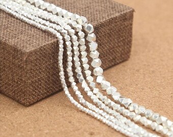 Perle en argent sterling 925, perles fusiformes en argent Karen Hill Tribe, perles en argent sterling de 3/4/5/6 mm