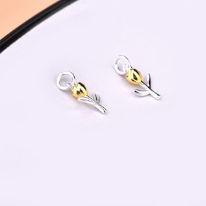 Ciondoli in argento sterling 925 con fiori, ciondolo in argento a forma di tulipano, mini ciondolo a forma di fiore, accessori per gioielli