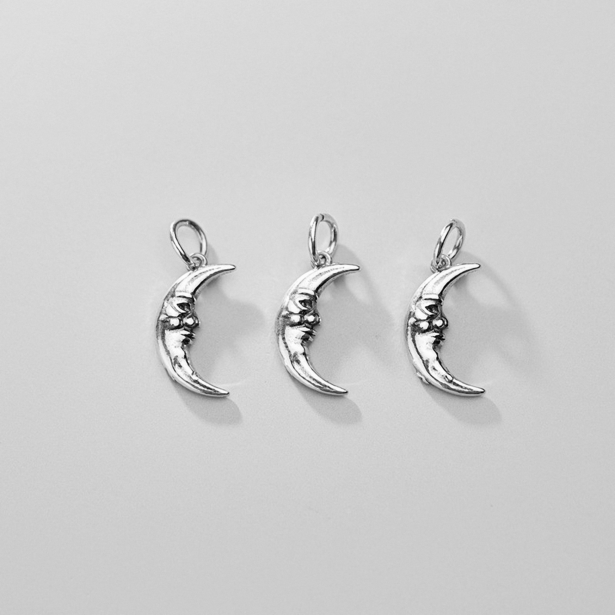 Sterling Silver Moon Charm 925 Silver Crescent Moon Pendant 16mm - Etsy