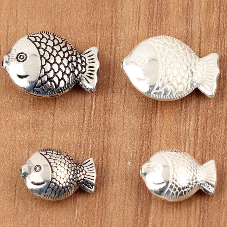 925 Sterling Fish Beads Fish Beads Silver Beads Silver Etsy