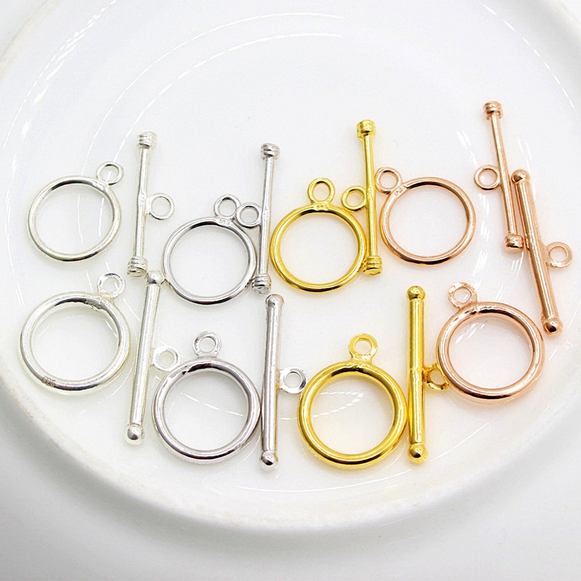 2 Sets 925 sterling silver Toggle Clasps Large Toggle Clasp Etsy