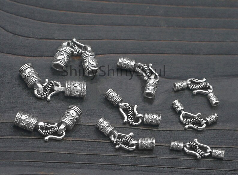 Sterling Silver Rope Clasp Leather Rope Clasp Silver Clasp Etsy