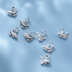 Sterling Silver Dolphin Charm Animal Cute Charm Fish Charm Dolphin Family Pendant, Silver Pendant