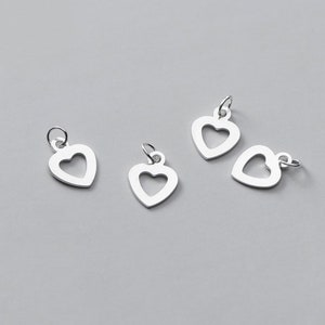 2pcs Sterling Silver Heart Charm 8mm Puffy Heart Charm Tiny Heart Pendant Silver Charms