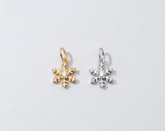 925 Silver Snowflake Charm Sterling Silver Zircon Snowflake Pendant