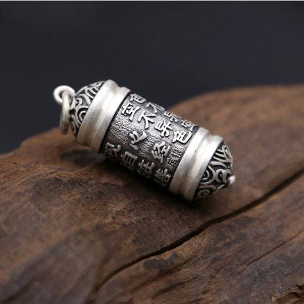 925 Sterling Silver Prayer Box Pendant Antique Silver Mala Locket Pendant Mantra Pendant