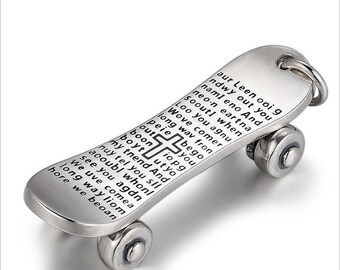 Skateboard Charm In Antiqued 925 Sterling Silver 22x7mm Skateboard Charm In Antiqued 925 Sterling Silver 22x7mm