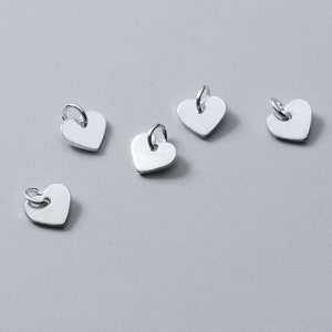 5pcs 925 Sterling Silver Heart Charm 4mm Silver Puffy Heart Charm Tiny Heart Charm Silver Pendatns