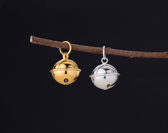 925 Sterling Silver Bell Charm 9mm Ring Bell Pendant Gold Bell Charm