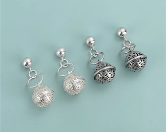 925 Sterling Silver Bell Charm 10mm Hollowed Silence Bell Pendant Personalized Charm