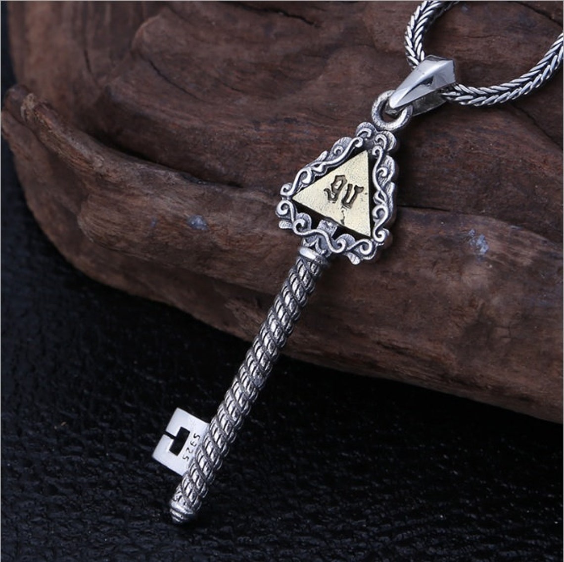 925 Sterling Silver Pendant Key Pendant Charm Copper Evil Eye Etsy