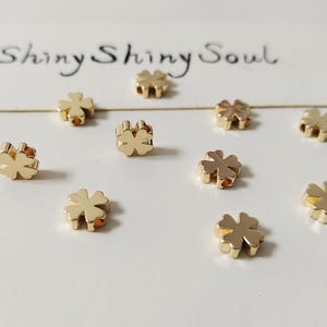 20pcs 14K Gold Plated Bead Clover Bead Gold Plated Clover Spacer Bead