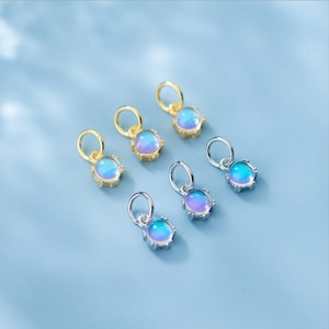 Sterling Silver Moonstone Charm Zircon Charm 925 Silver Crystal Pendant Gold Plated Charms