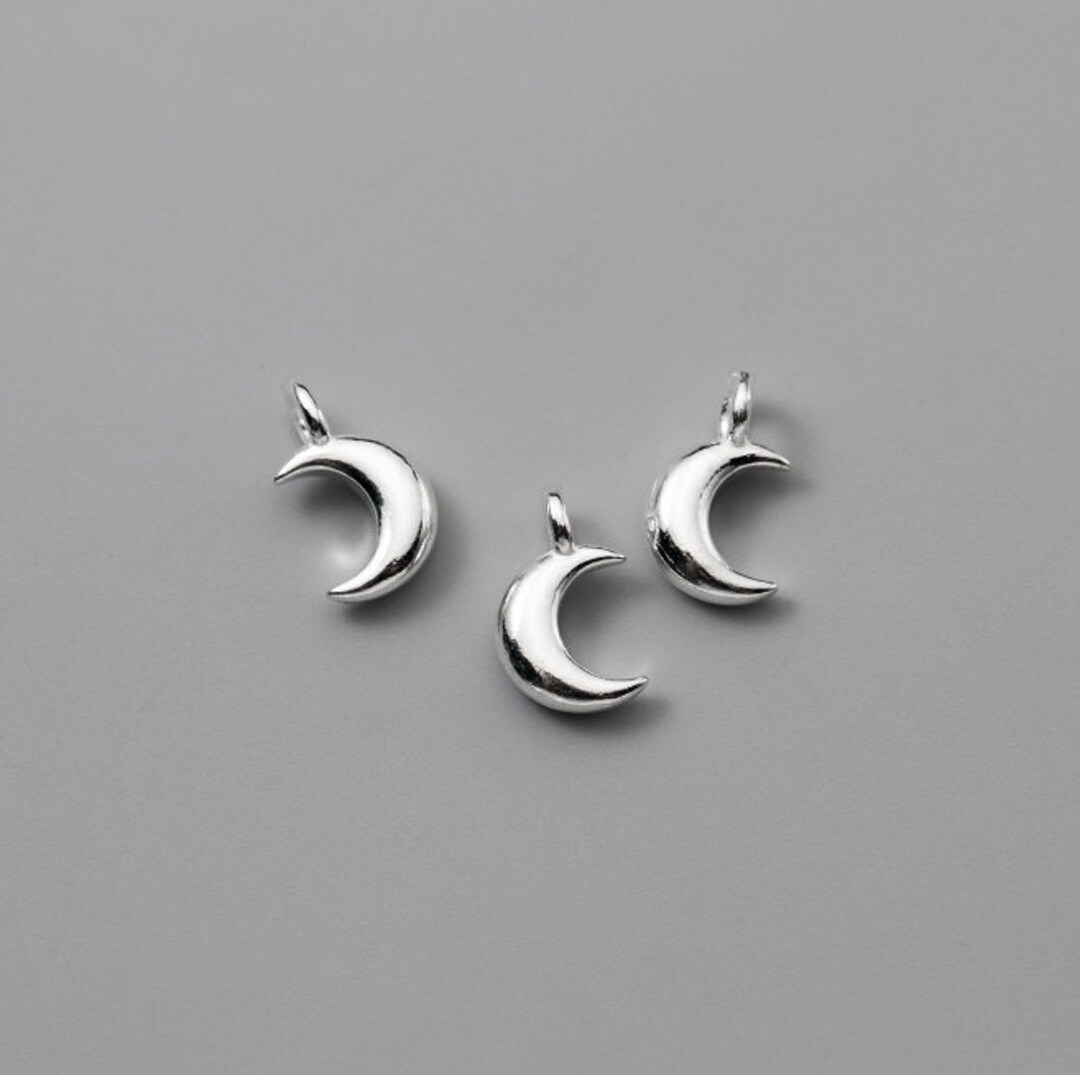 Sterling Silver Moon Charm 10mm 925 Silver Star Charm Crescent Moon ...