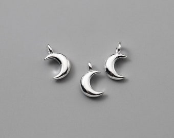 Sterling Silver Moon Charm 10mm 925 Silver Star Charm Crescent Moon Pendant