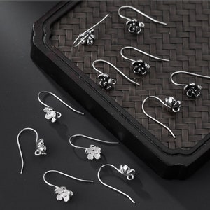 Sterling Silber Ohrhaken Blumen Ohrring Haken Antik Ohrring Haken Silber Tropfenohrring