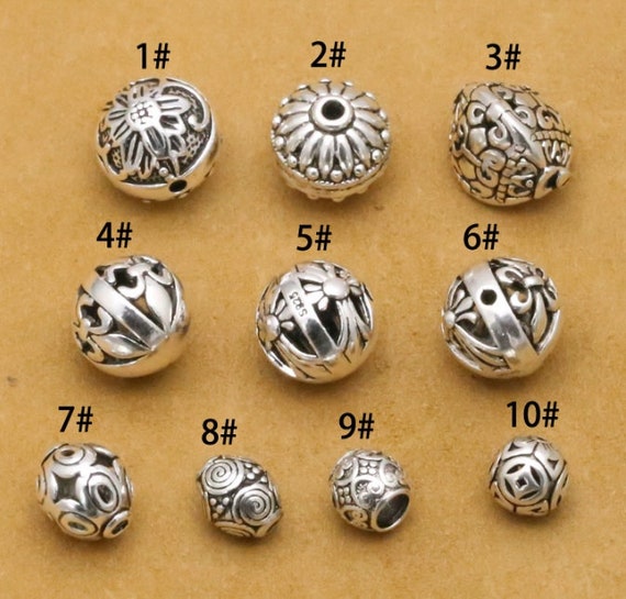 925 Sterling Silver Beads Ball Spacer Beads Silver Mala Bead, Silver  Supplies Jewelry Making 