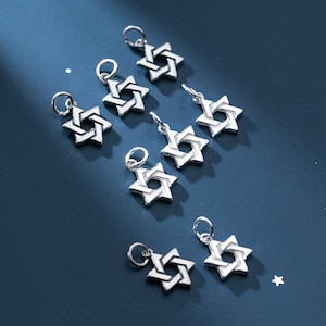 S925 Sterling Silver Hexagram Charm 13mm Hexagram Pendants Six Star Pendant Magic Charm Star of David