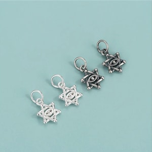 925 Sterling Silver Hexagram Charm 9mm Hexagram Pendant Eye Charm Star Charm