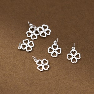 2 breloques trèfle 8 mm mini pendentif trèfle en argent sterling breloque fleur