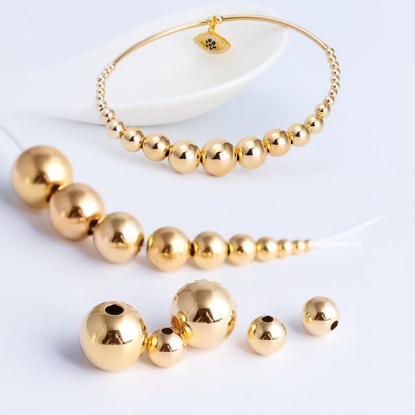 14K Gold Filled Round Bead Non Tarnish Gold Filled Spacer Bead Ball Bead Loose Bead