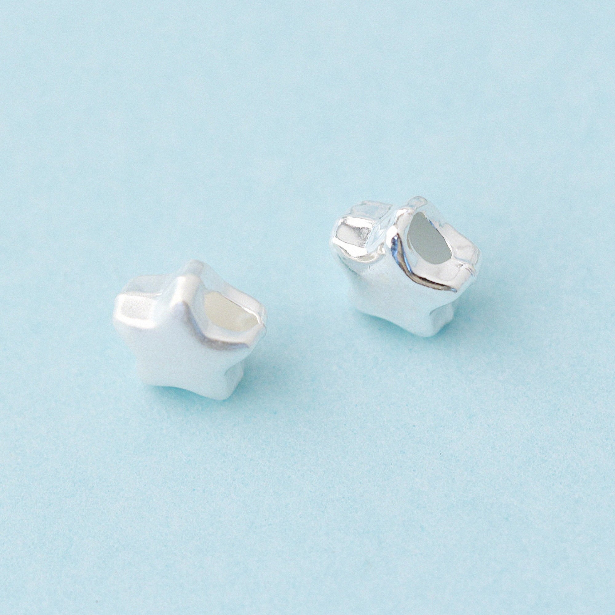 4/10pcs Sterling Silver Bead Star Bead Glossy / Scrub Star Etsy