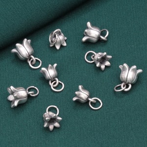 Sterling Silver Flower Charm Silver Flower Pendant Mini Flower Charm Earring Charms