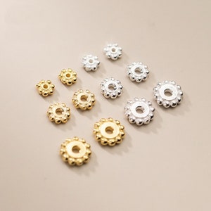 925 Sterling Ssilver Beads Silver Spacer Gold Beads Saucer Beads Fusiform Beads