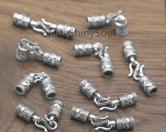 Sterling Silver Rope Clasp, Leather Rope Clasp, Silver Clasp, Cord End Caps, Rope Cap, Necklace Connector, Necklace Clasp, Rope End Caps