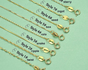 Gold Plated Sterling Silver Chain Necklace Box Chain Chocker Chain Cable Chain Rolo Chain 16&quot; 18&quot;