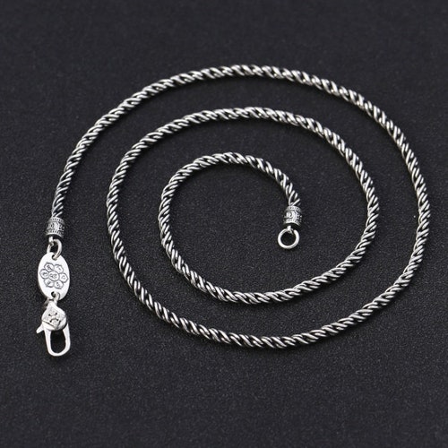 3mm Sterling Silver Chain Silver Twist Rope Necklace Antique Etsy