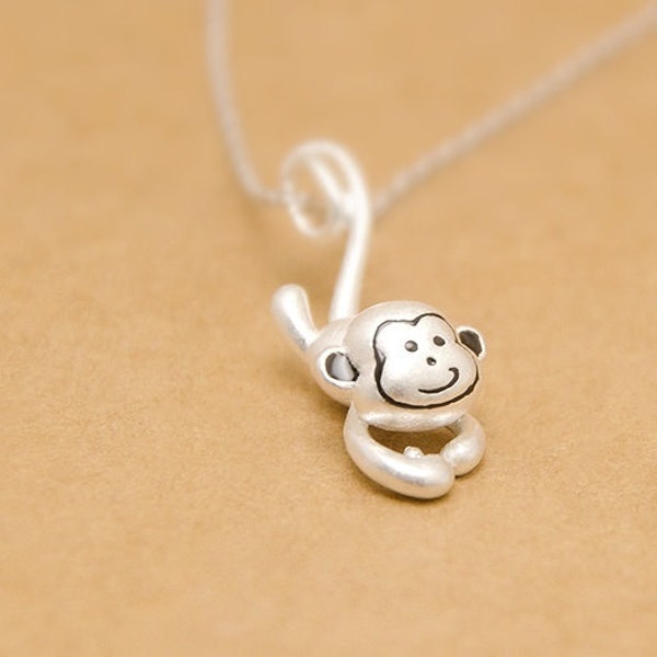 925 Sterling Silver Monkey Charm Frosting Monkey Pendant Monkey Jewelry Silver Charm