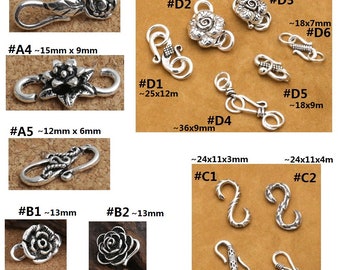 925 Sterling Silver S Clasp Flower S Buckle  Silver S Clip Silver Finding Necklace Clasp