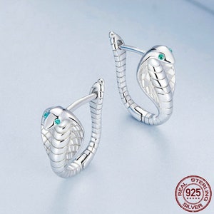 925 Sterling Silver Cobra Earring Snake Earring Silver Hoop Earring