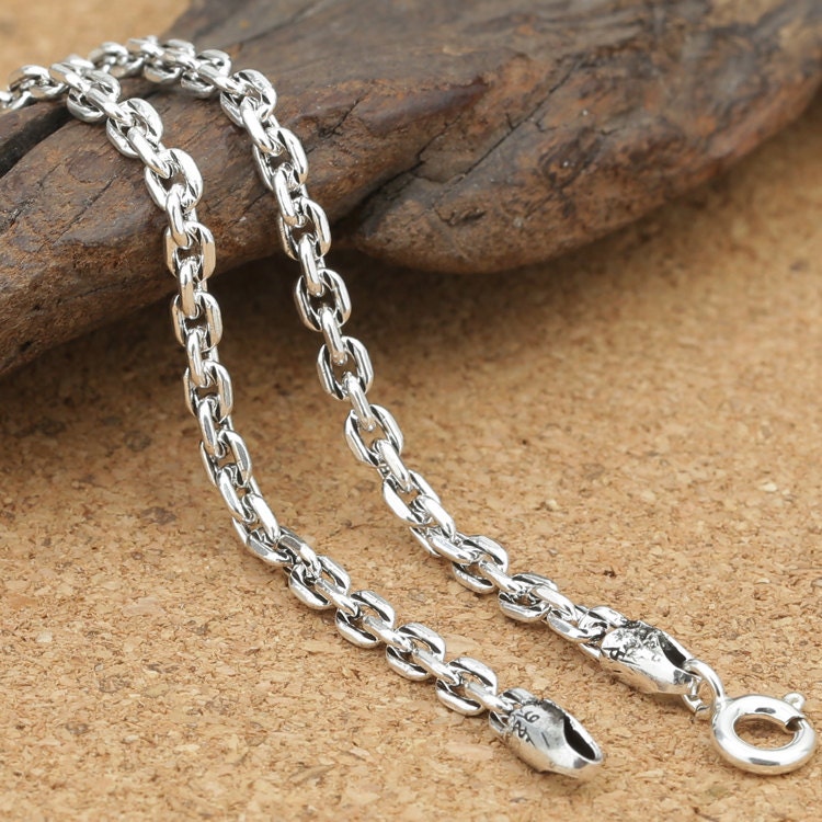 925 sterling silver curb chain 2.5mm square cable chain | Etsy