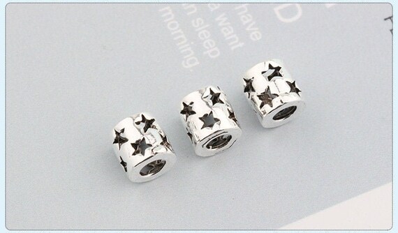 Sterling Spacer Beads With Star Cutouts