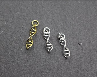 Sterling Silber DNA Charm 925er Silber DNA Anhänger Gold überzogene personalisierte Charme