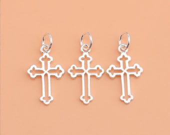 925 Sterling Silver Cross Charm 17mm Silver Cross Pendant Mini Cross Charm