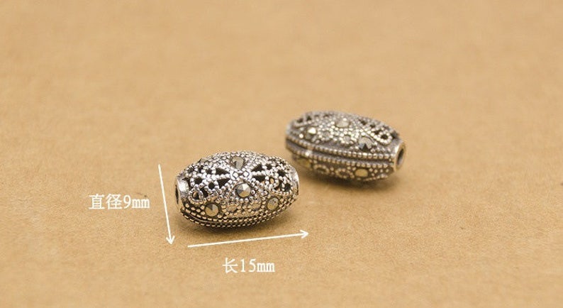 antique silver ethnic beads 925 sterling silver marcasite oval beads marcasite beads bracelet diy