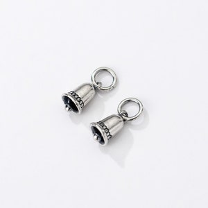 Sterling Silver Bell Charm Silver Bell Pendant 6mm Christmas Bell Charm Jungle Bell