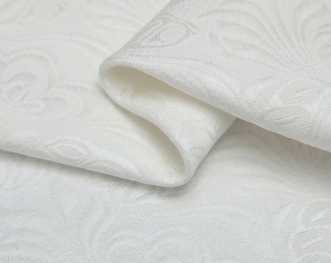Jacquard Fabric Creamy White Butterfly Flowers Brocade Fabric Fashion ...