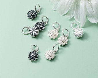 sterling silver daisy charm 8mm flower 925 silver daisy pendant