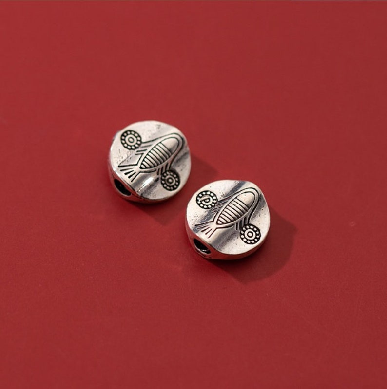 Sterling Silver Beads Twist Fish Bead Silver Fish Beads Etsy